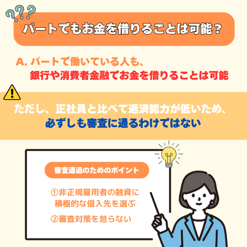 パートがお金を借りるためのポイント