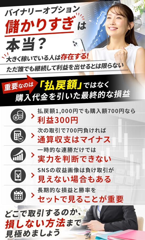 バイナリーオプションは本当に儲かりすぎる?成功談の実態を確認