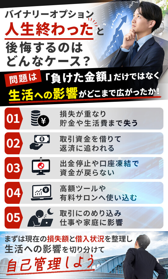 バイナリーオプションで「人生終わった」と後悔するケース